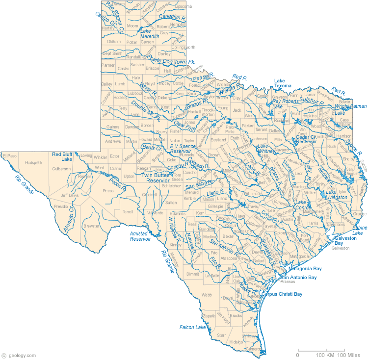 Texas Rivers Map