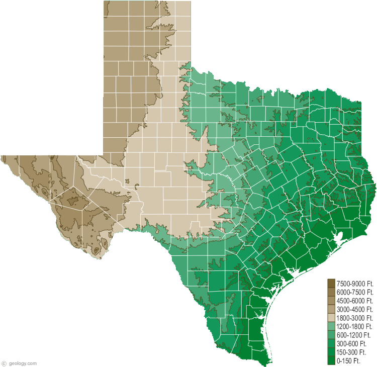 Texas Elevation Map